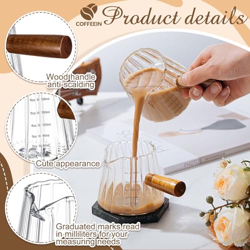 2 Pcs 6 oz Clear Espresso Shot Glass Cups with Handle