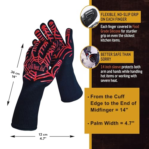 Grill Gloves Heat Proof for Men Grilling BBQ Heat Resistant Gloves (2 Count)