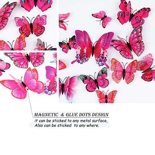 3D Butterfly Wall Decor Butterfly Decorations Stickers with Magnets (48 Count)