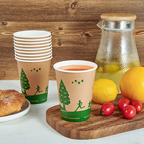 12 oz Compostable Paper Coffee Cups with PLA Lined (240 Count)