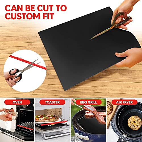 Oven Liners for Bottom of Oven 17"x 25" and Silicone Rack Guards Red 22" (4 Count)