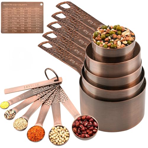 Copper Measuring Cups and Spoons Set 13 (13 Count)