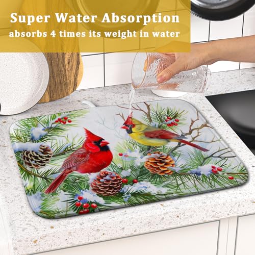 Red Birds Dish Drying Mat