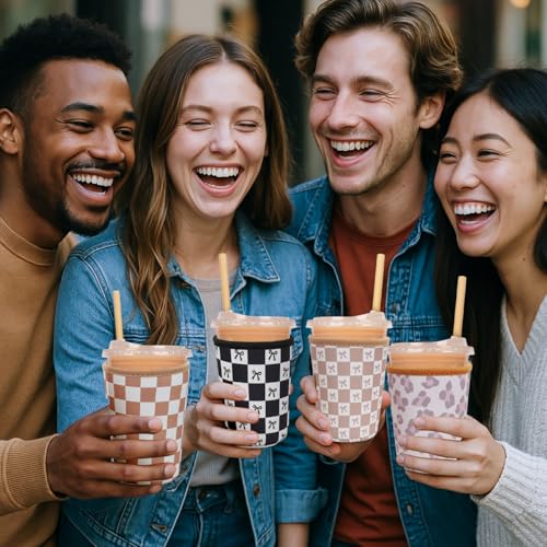 Reusable Insulated Neoprene Iced Coffee Cup Sleeve (3 Count)
