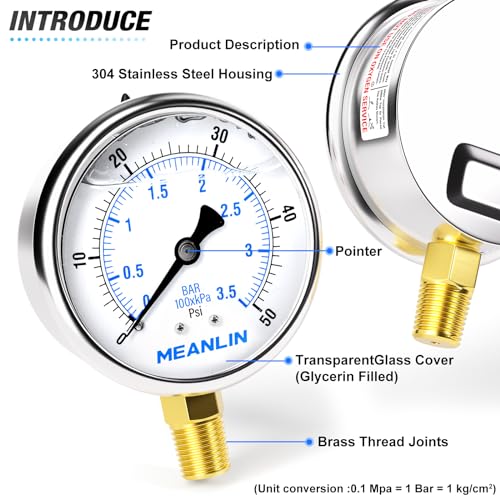 0~50Psi Stainless Steel 1