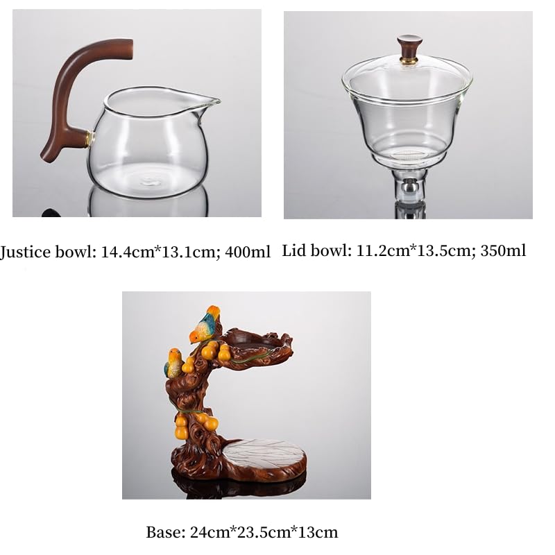 Glass Teapot Set with Infuser Semi Automatic Tea Set Lazy Kungfu Attraction Drip Rotating Magic Teapot Set