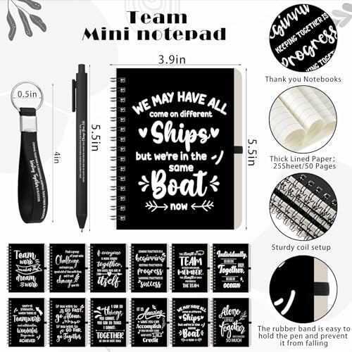 12 Set 48 Pcs Team Appreciation Gift Set Inspirational Employee Appreciation Gift Bulk 16 oz Coffee Cups with Team Notebook Pen Keychains for Staff Teacher (12 Count)