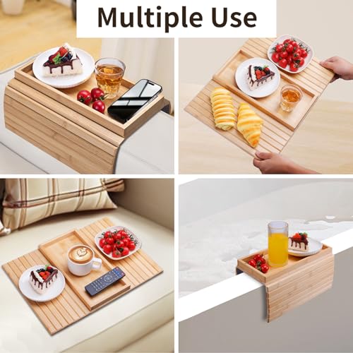 Bamboo Sofa Arm Tray Foldable Couch Arm Tray Anti