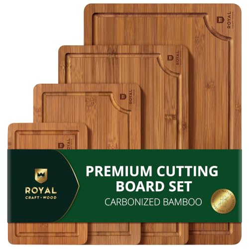 Wooden Cutting Boards for Kitchen Meal Prep & Serving (4 Count)
