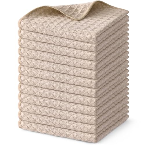 Microfiber Waffle Weave Kitchen Dish Cloths (12 Count)