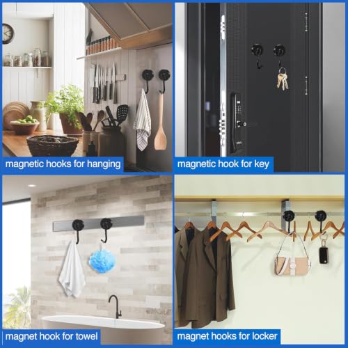 Magnetic Hooks Magnet Hook for Cruise Cabins Fridge 80LBS 6Pack (6 Count)