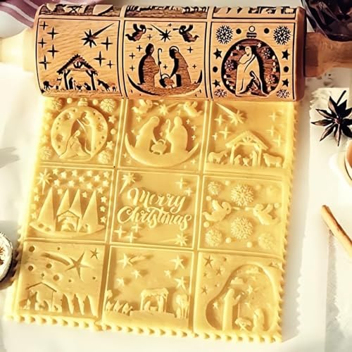 Christmas Wooden Rolling Pin for Baking