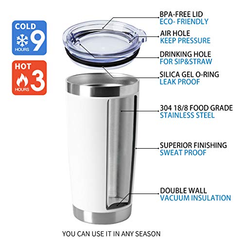 20oz Tumblers Bulk Stainless Steel Cup with Lid Double Wall Vacuum Insulated Coffee Mug for Cold & Hot Drinks 8 Pack (8 Count)