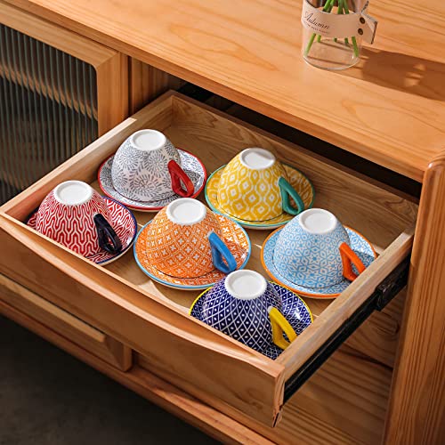 Ceramic 8 oz Cappuccino Cup Set with Saucers (6 Count)