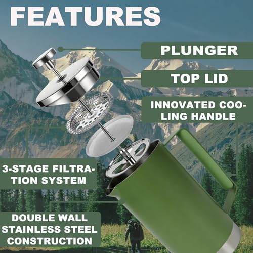 Stainless Steel French Press Coffee Maker 21OZ