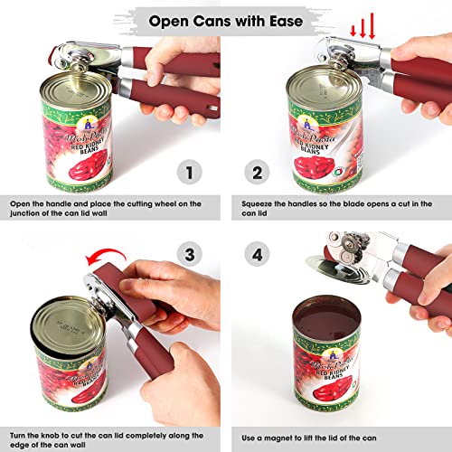 Heavy Duty Hand Can Opener Manual with Magnet Lid Remover