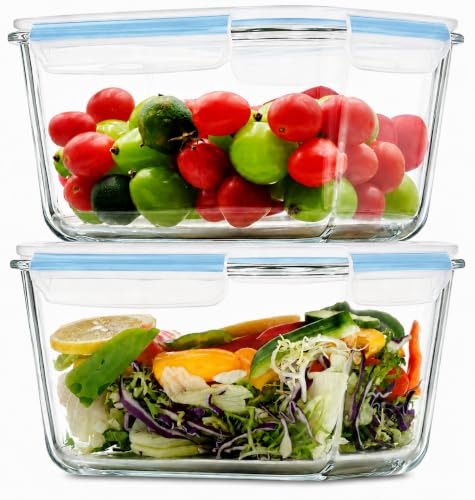 2 Pack Large Glass Storage Containers with Lids 85oz