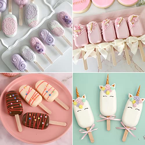 2 Pack 4 Cavity Mini Popsicle Silicone Molds with 50 Wooden Sticks