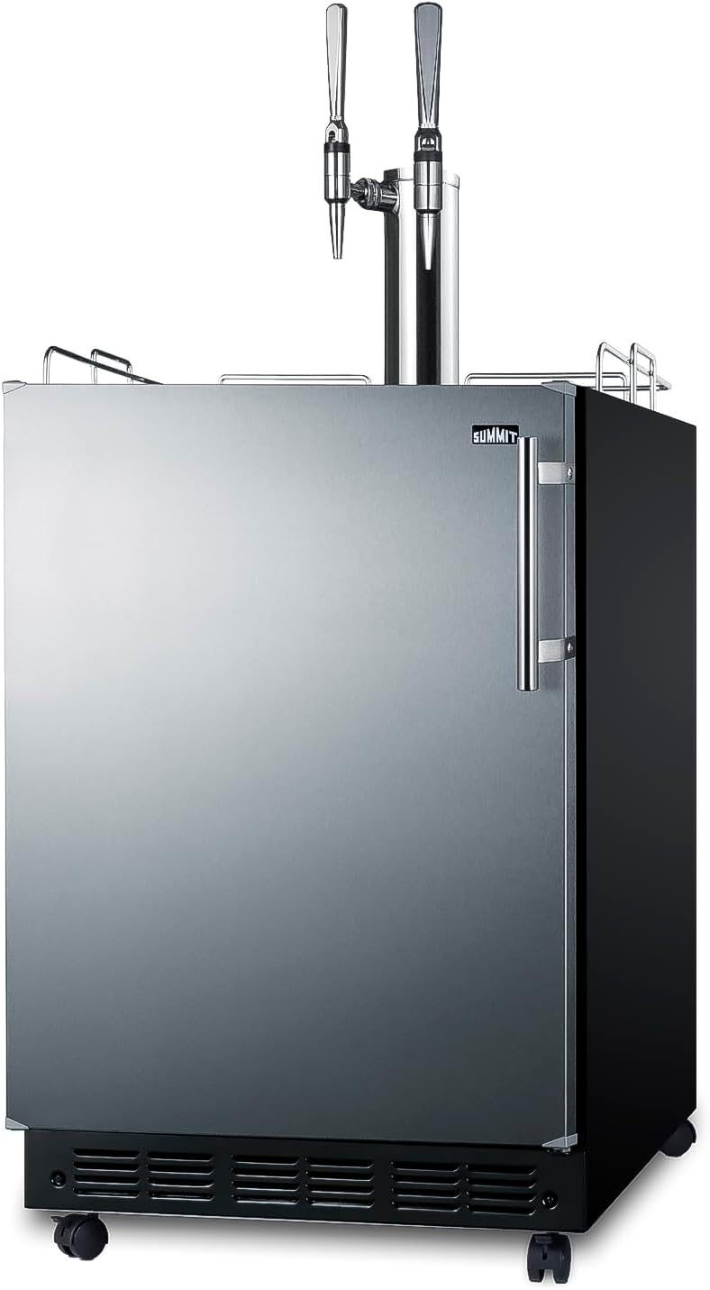 Summit Appliance 24" Wide Nitro Coffee Kegerator/Refrigerator Combo, Black Interior, Caster Wheels, Residential/Commercial Use (LHD, Nitro Coffee)
