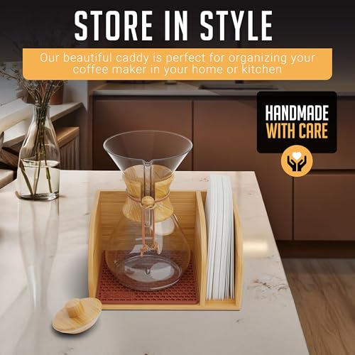 Pour Over Caddy with Lid for Chemex Bodum Cosori Coffee Makers Brown