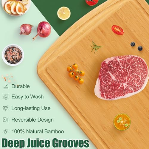 Bamboo Cutting Boards for Kitchen Set of 2 (2 Count)