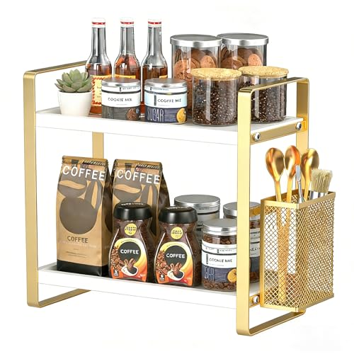 2 Tier Kitchen Storage and Organisation Rack with Side Baskets