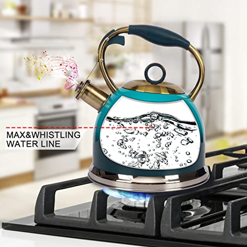 Tea Kettle 3.0 Quart Tea Kettles Stovetop Whistling Teapot Stainless Steel Tea Pots for Stove Top Whistle Tea Pot