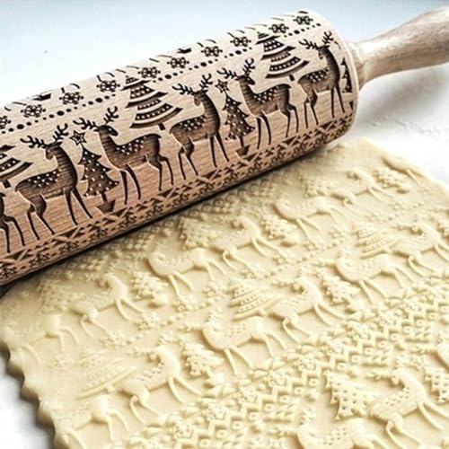 Christmas Wooden Rolling Pin for Baking