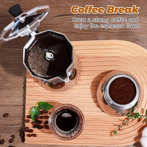 No Coating 6 Cup Aluminum and Stainless Steel Moka Pot Stovetop