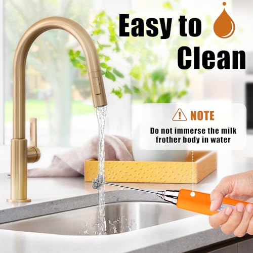 Orange Milk Frother Wand for Coffee