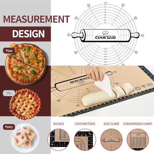 Silicone Pastry Mat Extra Large with Measurements 26''x16'' for Reusable