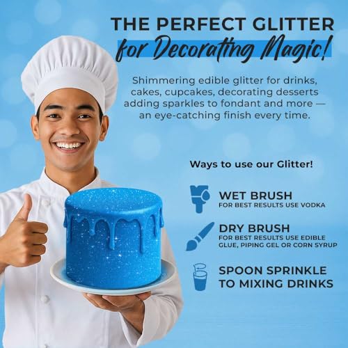 Blue Edible Glitter for Drinks Bulk 20g