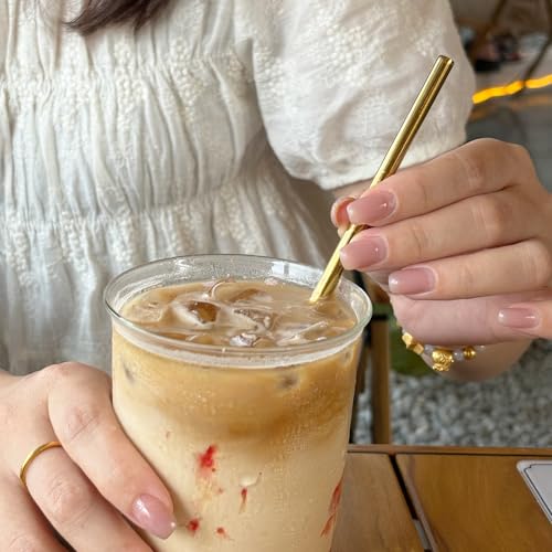 Stainless Steel Straws Metal Reusable Drinking Straw for Juice Iced Coffee Cold Beverage Water Highball Glasses 12 (8 Count)