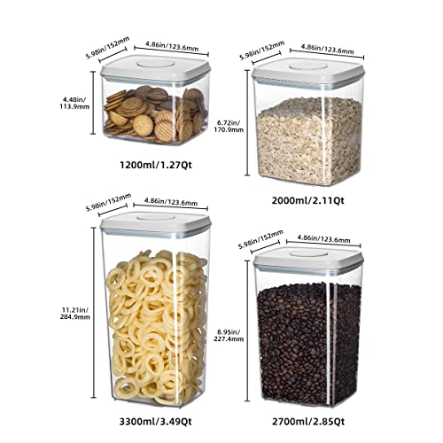 12 Pcs Pop Airtight Food Storage Containers with Lids for Kitchen Pantry Organization Stackable Cereal Snacks Flour Sugar Coffee Spaghetti
