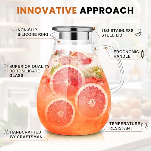 3 Litre 101oz Glass Pitcher with Lid and Spout