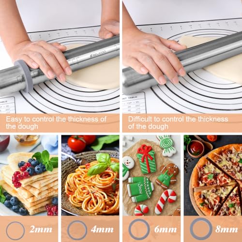 Rolling Pin and Silicone Pastry Mat Set