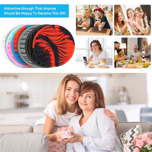 6 Pack Rubber Drink Coasters with Holder