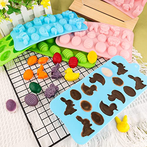 Easter Egg Silicone Mold for Chocolate 5 Packs Egg Shaped Mold Baking Pan for Easter Party Hot Chocolate Bombs Fondant Candy Jelly Dome Mousse Cake Topper Making (75 Count)