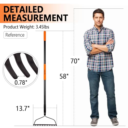 Garden Rake for Lawn Heavy Duty