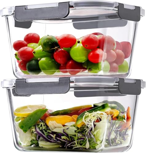 2 Pack Large Glass Storage Containers with Lids 85oz