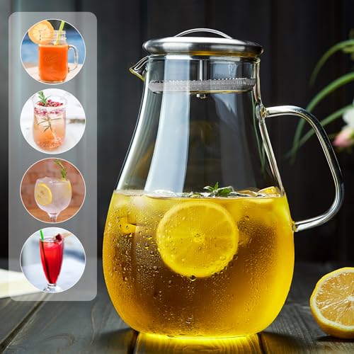 68OZ Glass Pitcher with Lid and Spout
