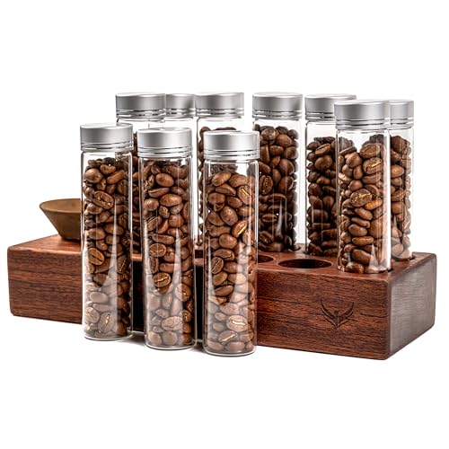 Single Dose Coffee Bean Storage Tubes Coffee Bean Cellar 10 Pcs Dosing Glass Vials With Lids (10 Count)