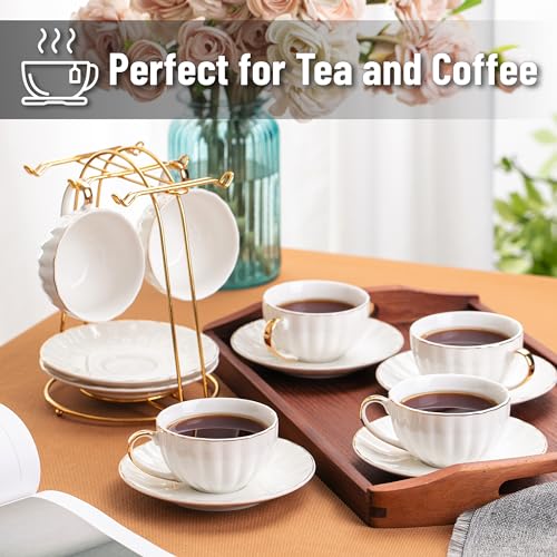 BTaT Cappuccino Cups with Saucers 7 oz with Gift Box