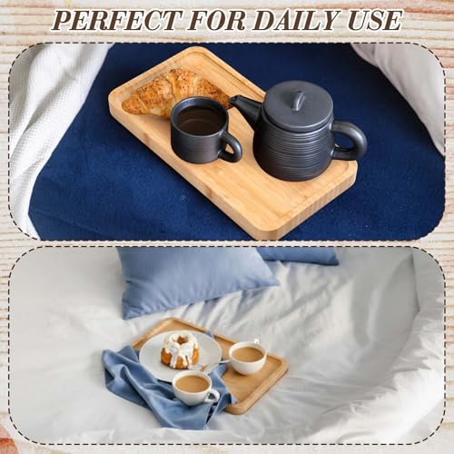 3 Pcs Bamboo Tray for Bathroom Bamboo Vanity Bathroom Counter Organizer Decorative Tea Serving Tray for Dresser Coffee Table Home Toilet Tank Candle Perfume (3 Count)