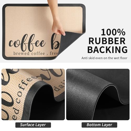 Coffee Mat Absorbent Hide Stain Rubber Backed Dish Drying Mat for Kitchen Counter