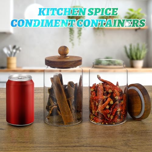 Glass Spice Jar Coffee Sugar Container Airtight Glass Jar Food Storage Canisters Bottle for Kitchen Seasoning Tea Herb Overnight Oats Bar Parfait Snacks