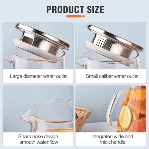 2500ml Glass Pitcher with Lid