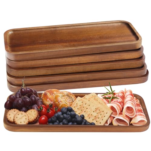 Acacia Wood Serving Platters and Trays (6 Count)