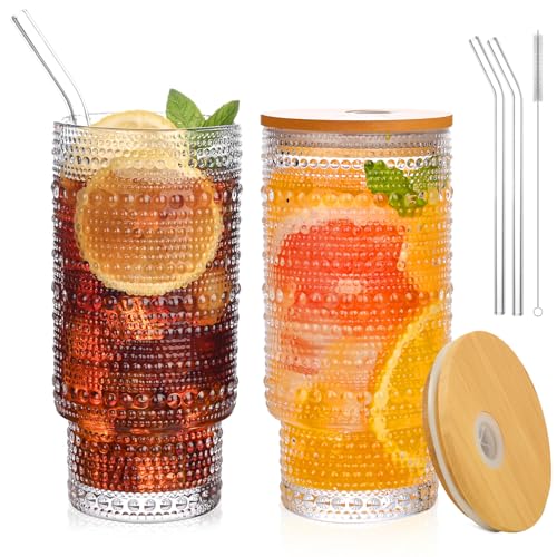 16OZ Glass Tumbler with Straw and Lid