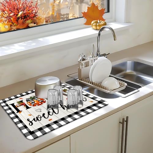 Pumpkin Sweet Home Dish Drying Mat for Kitchen Counter